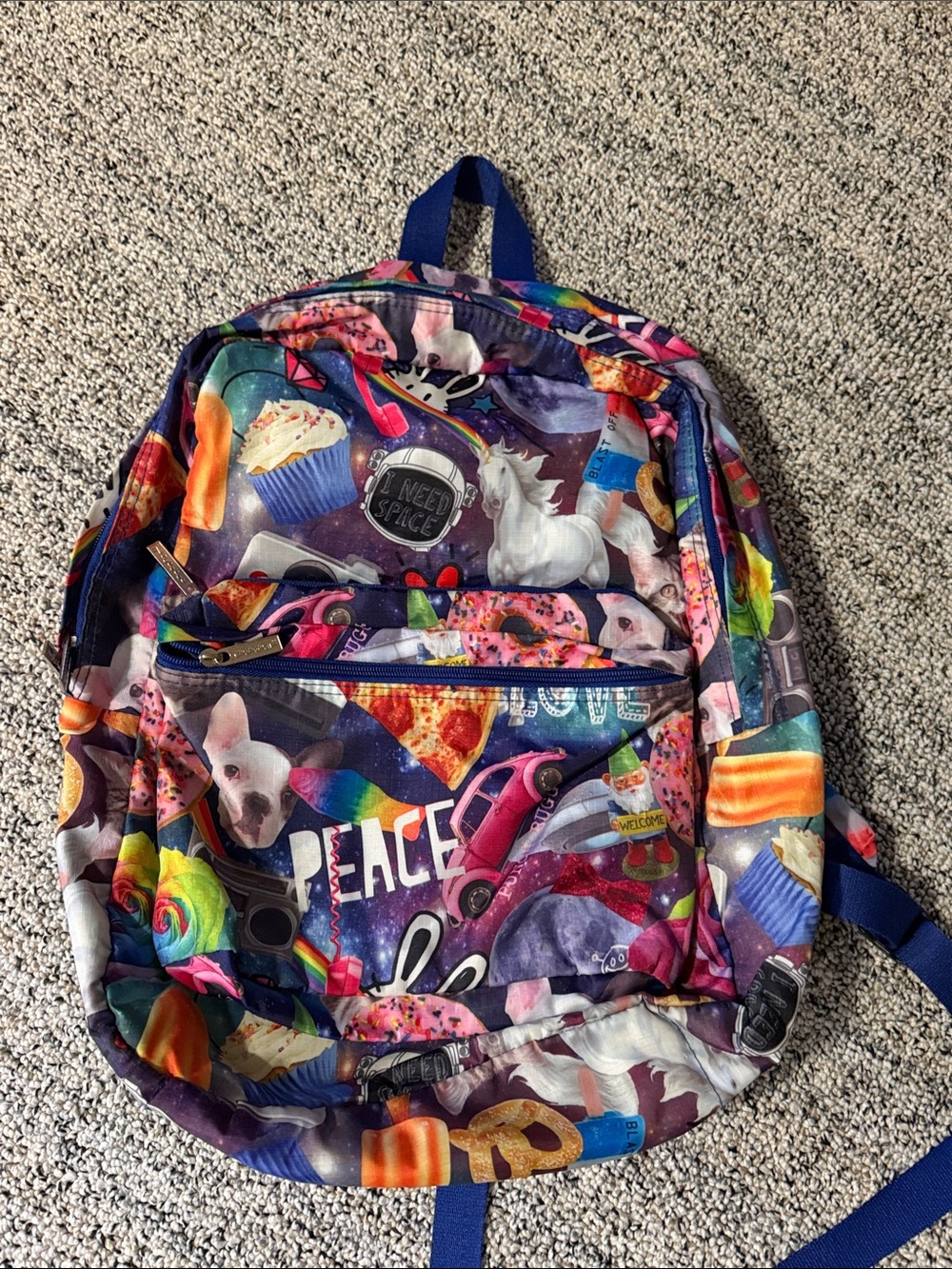 Ice Cream brand. Cutest backpack ever! Peace, love, Unicorns